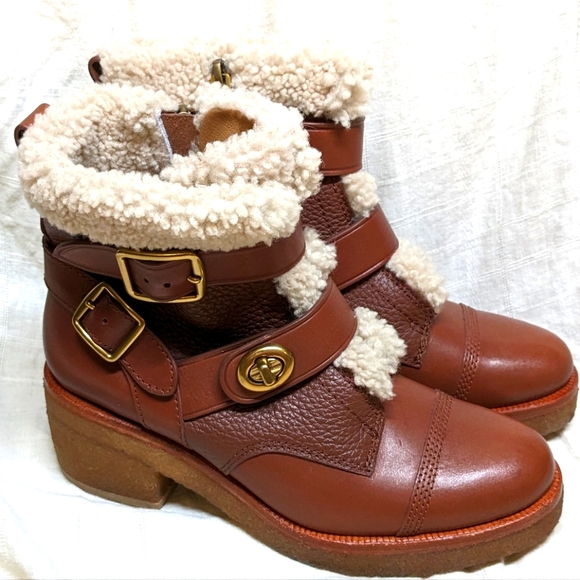 NWOT Coach Preston Shearling Boots Women's 8 - Picture 1 of 9